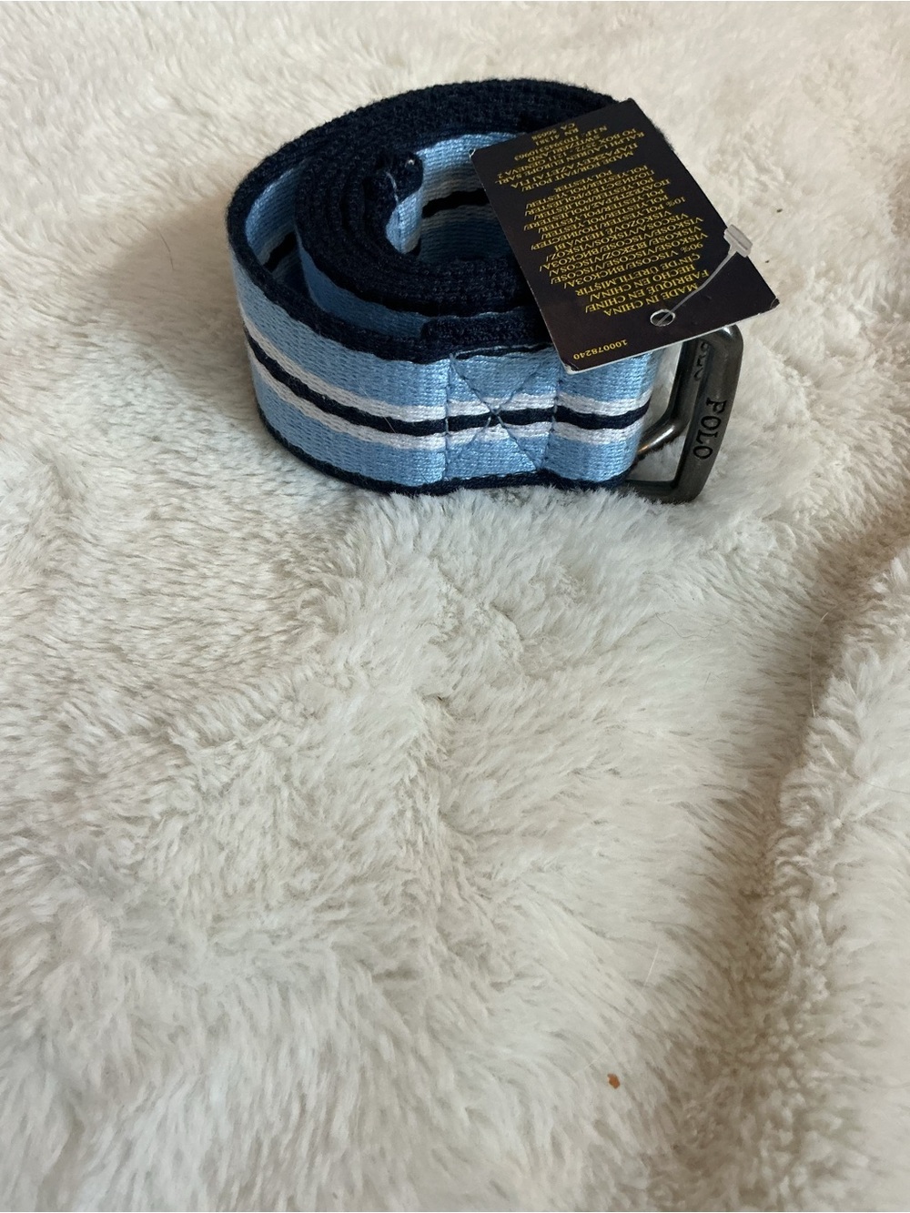 Polo by Ralph Lauren Light Blue and Navy Striped Webbing Belt